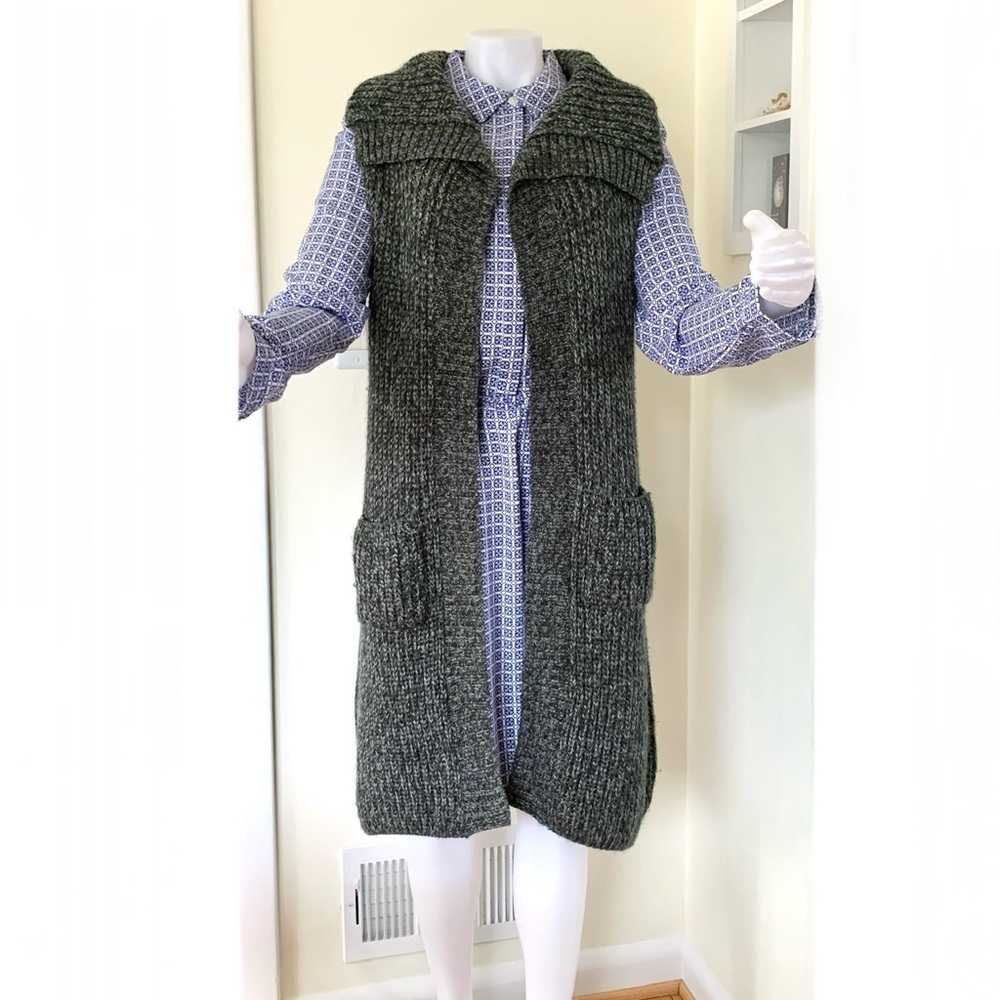 Prana Thalia wool blend black dark gray grey duster sweater - Picture 4 of 16